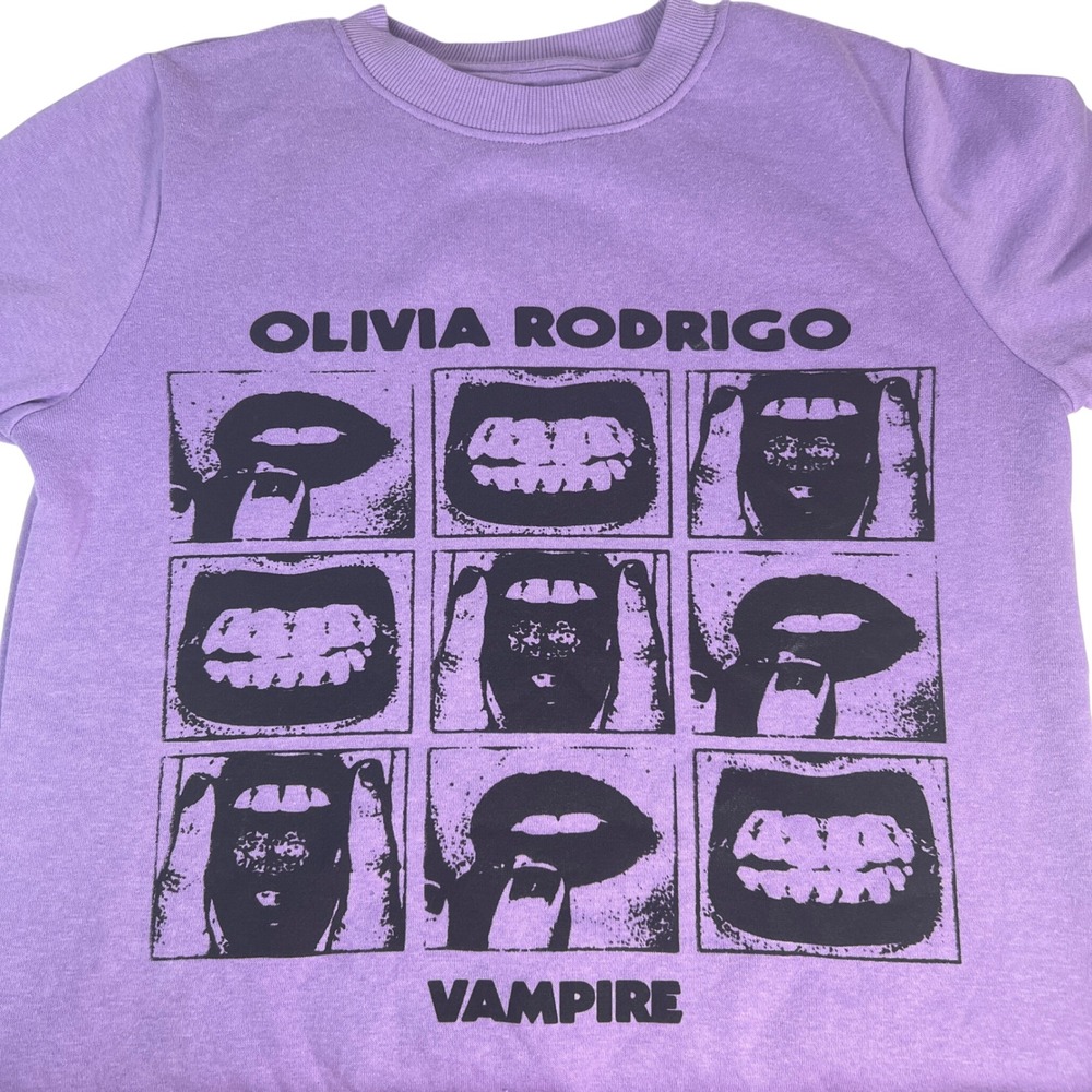 Olivia Rodrigo Sweatshirt Women XS Purple Vampire Graphic Print Guts Tour Merch